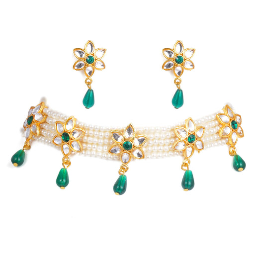 Fancy Blue color Kundan Work Rajputi Choker Set