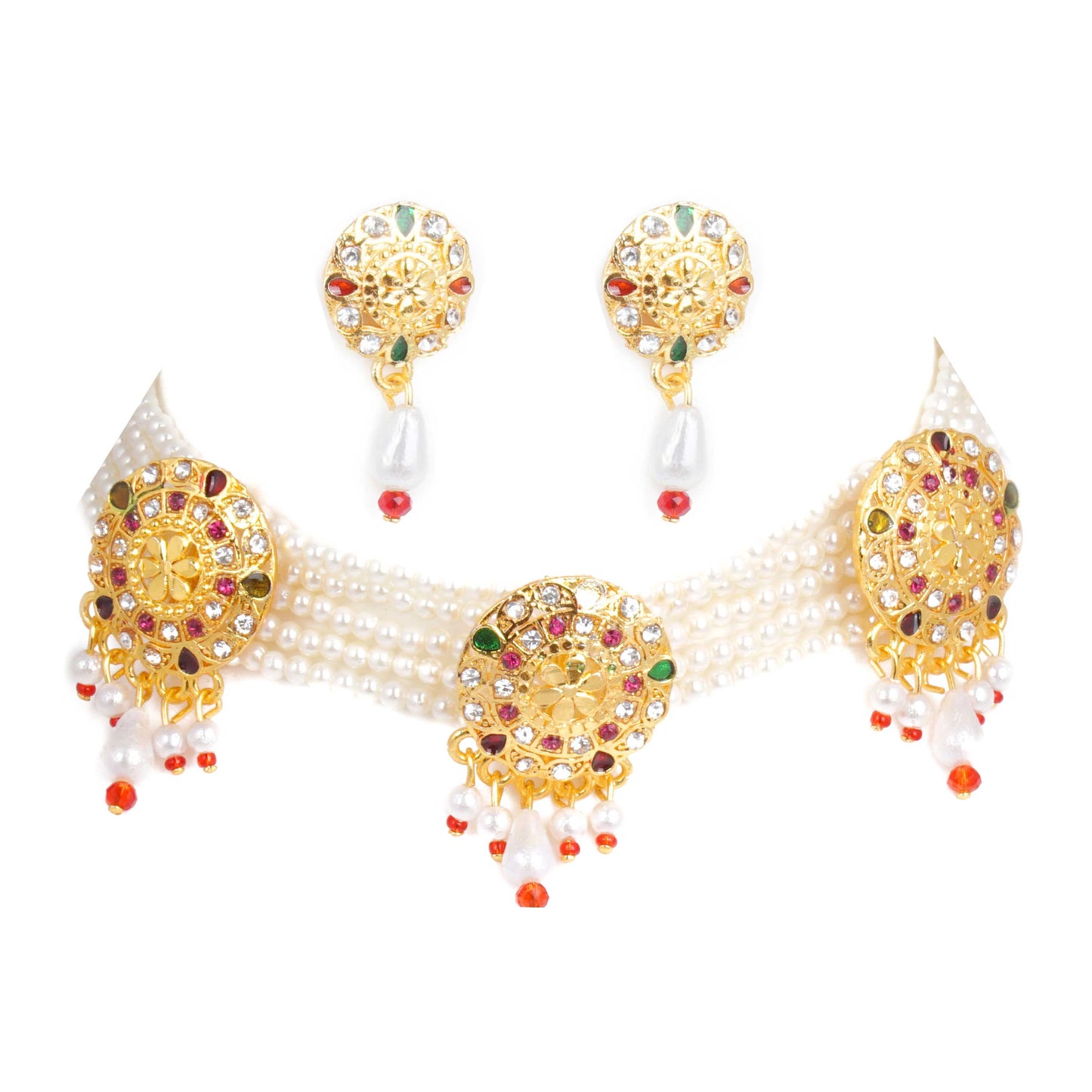 Ethnic Multy Color Stone Work Rajasthani Choker Set