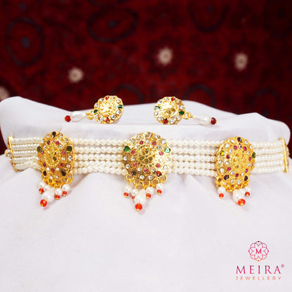 Ethnic Multy Color Stone Work Rajasthani Choker Set