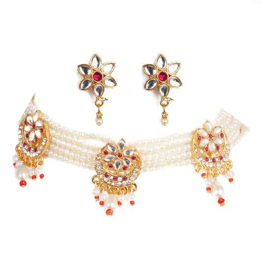 Incredible Combination of Kundan and AD Stone Work Rajasthani Choker Set