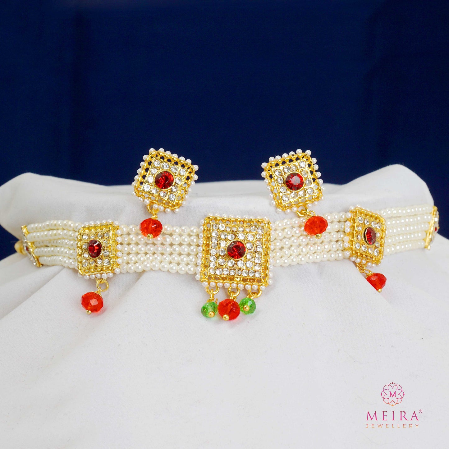 Rajputi Choker Set emblessed with American Diamond