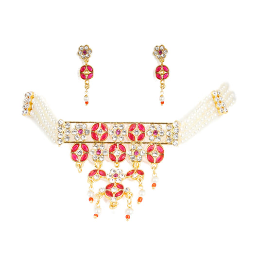 Padmavati Style Red and Pink Rajasthani Choker set