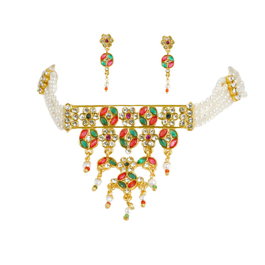 Padmavati Style Red and Pink Rajasthani Choker set