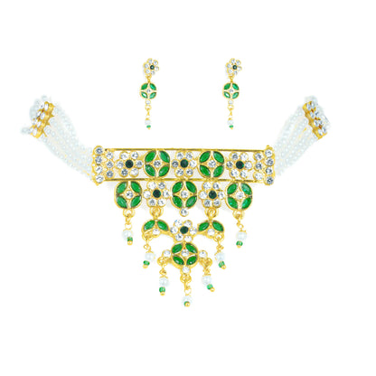 Traditional Padmavati Style Green Color Rajasthani Choker set