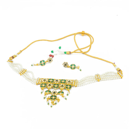 Traditional Padmavati Style Green Color Rajasthani Choker set