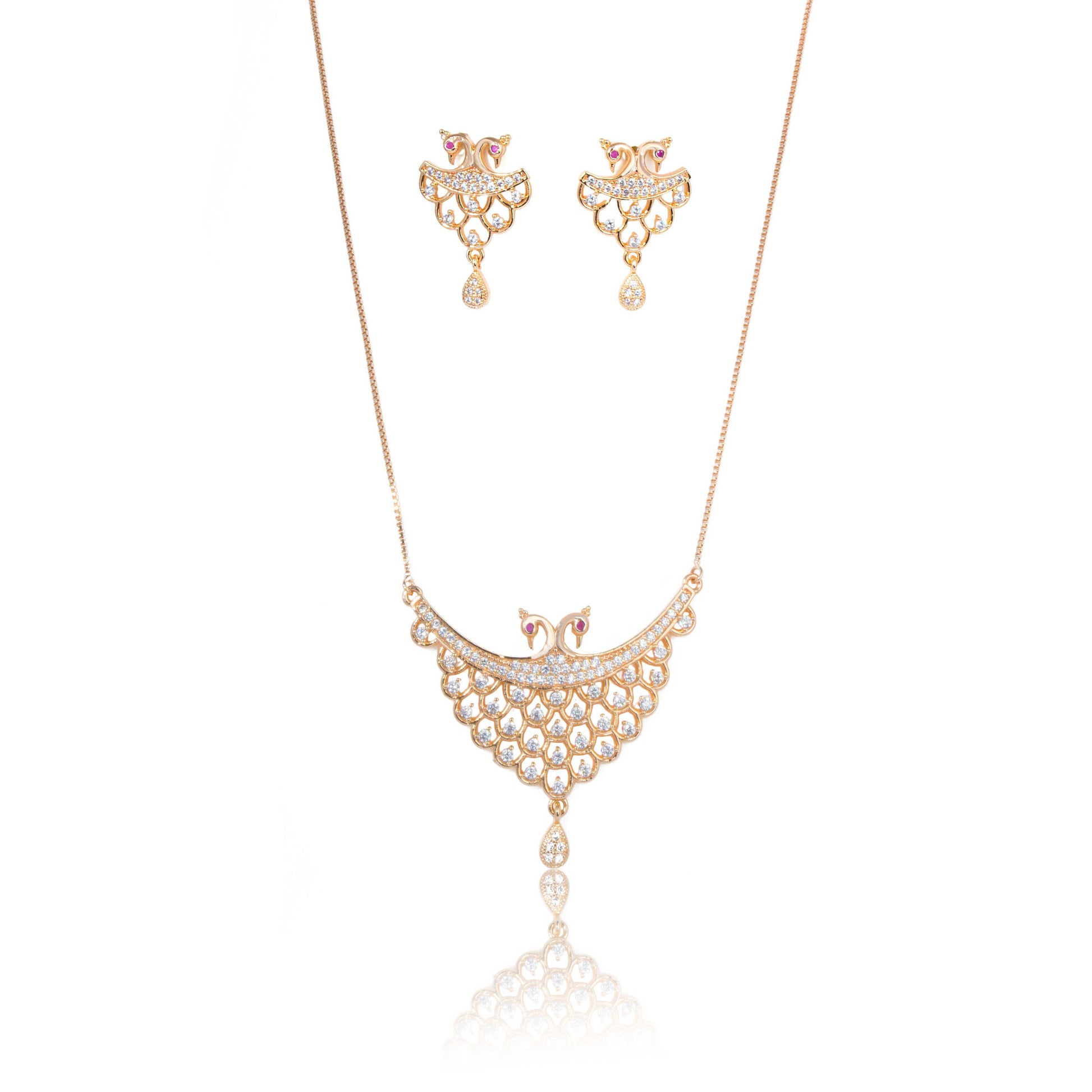 Rose Gold American Diamond Designer Neck set