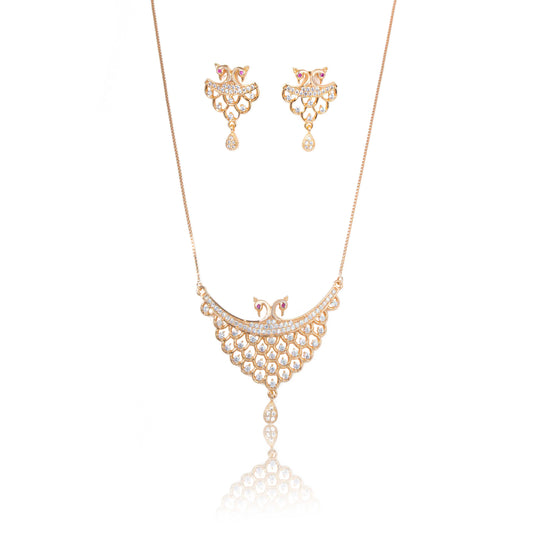 Rose Gold American Diamond Designer Neck set