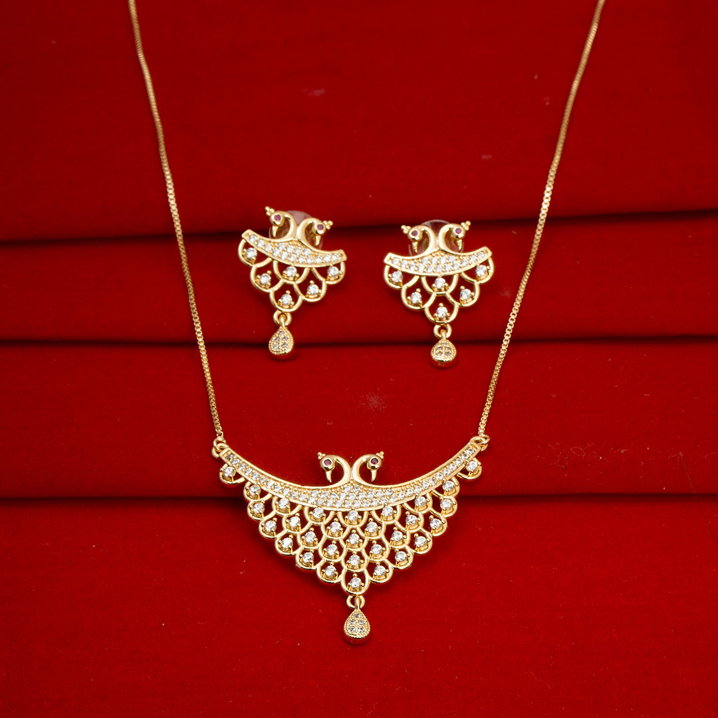 Rose Gold American Diamond Designer Neck set