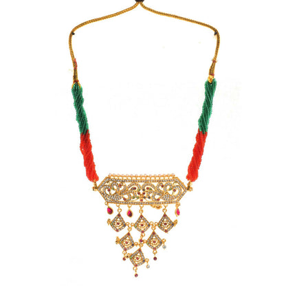 Red and Green Color Multy Layered Rajasthani Aad