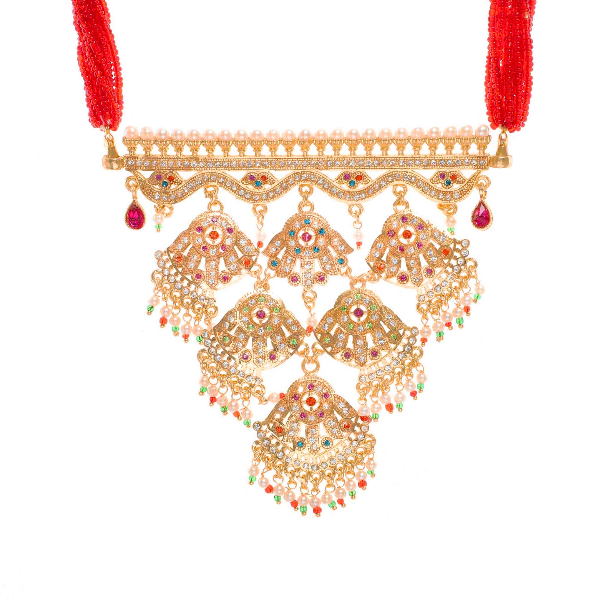 Beautifully Red Color Rajasthani Aad with Sitting Stones
