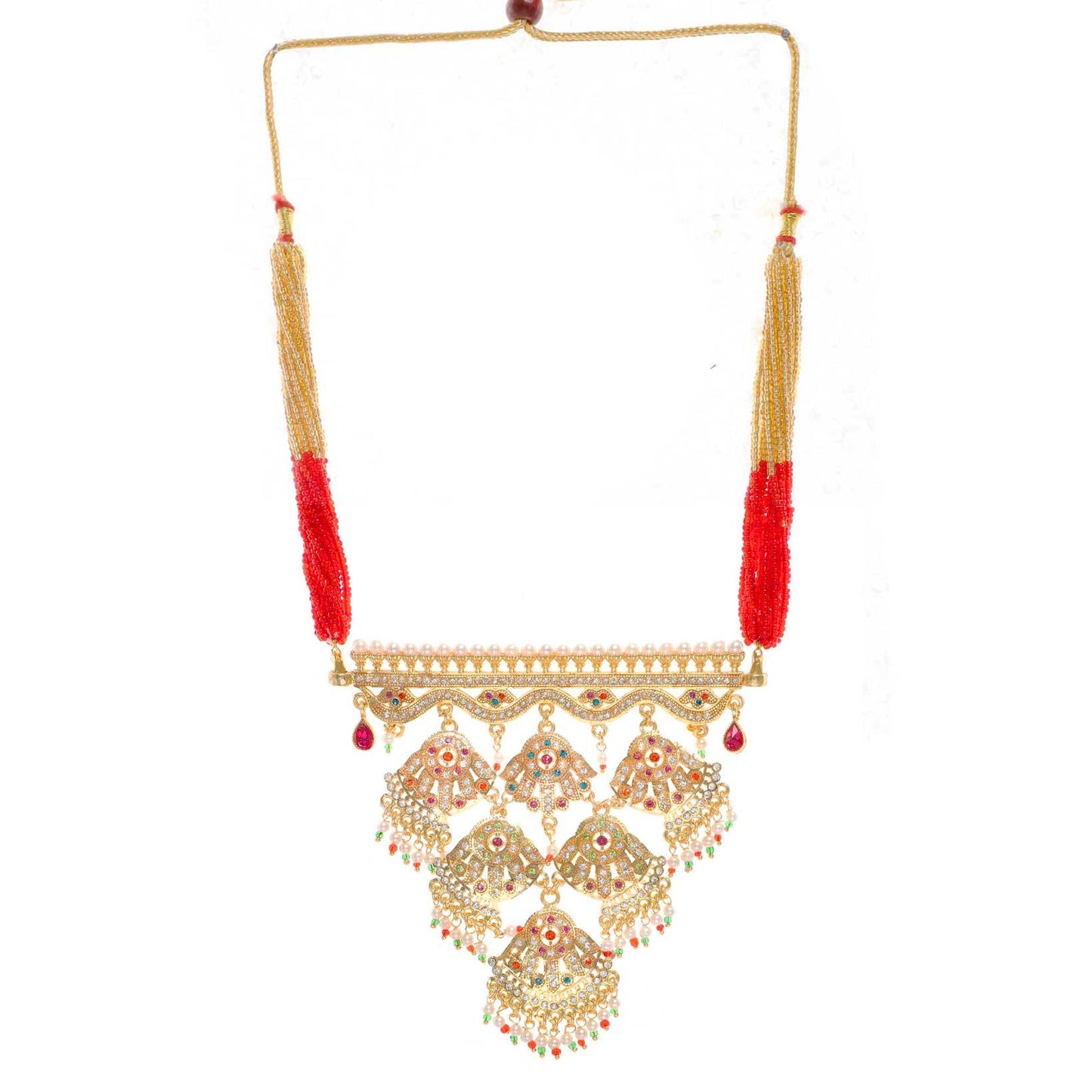 Beautifully Red Color Rajasthani Aad with Sitting Stones