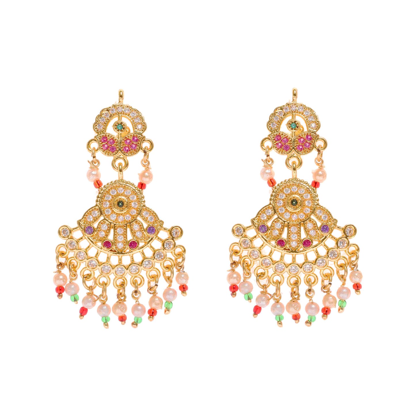 Multy Color American Diamond Rajputi Aad with Earrings