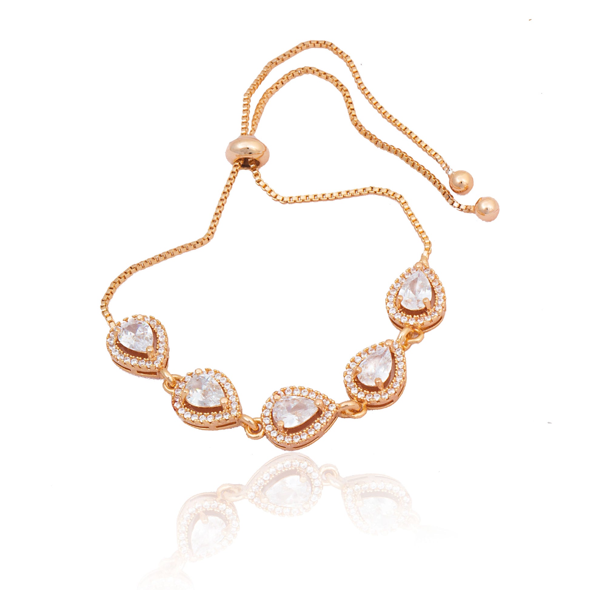 Rose Gold Kundan Shape AD Work Bracelet