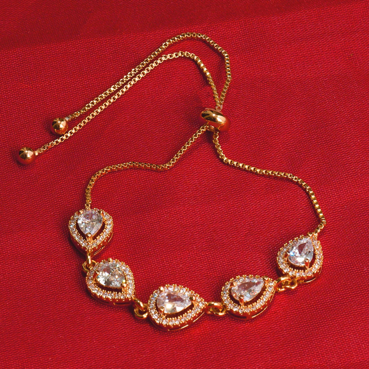 Rose Gold Kundan Shape AD Work Bracelet