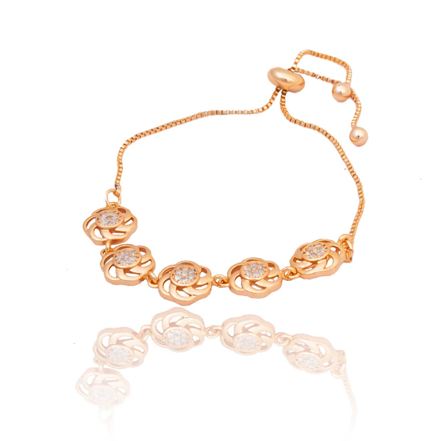 Rose Gold American Diamond Work Round Shape Bracelet