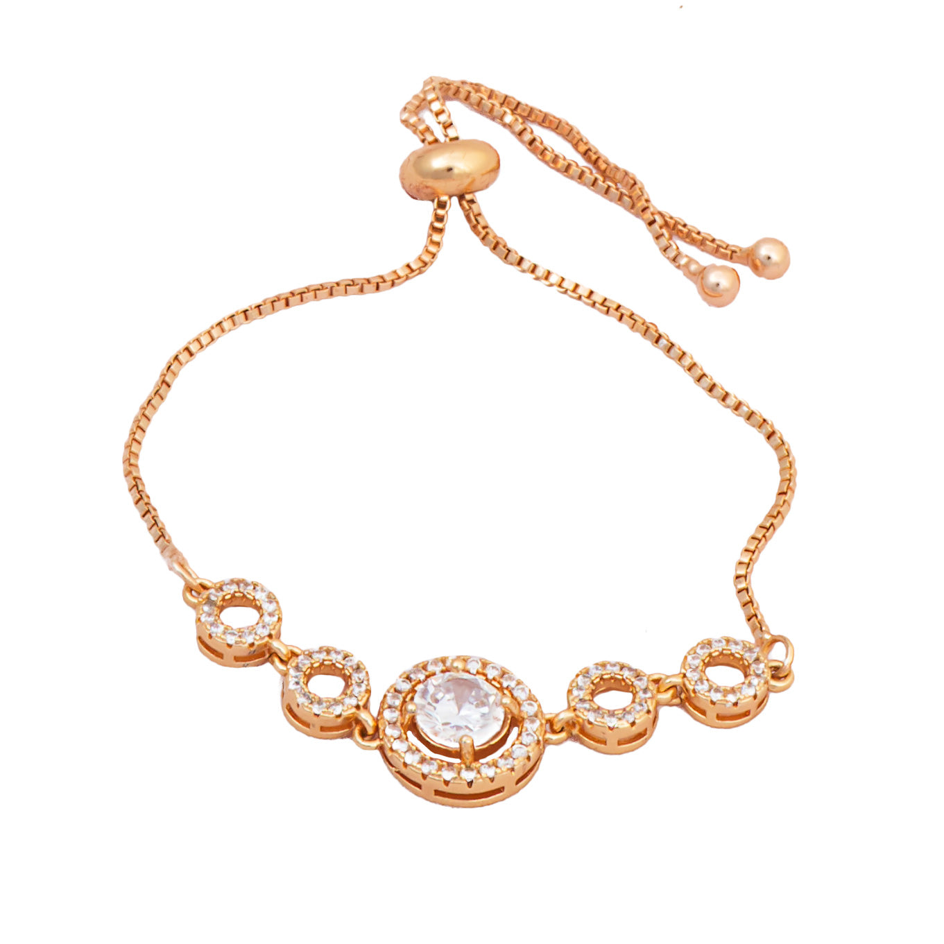 Rose Gold  American Diamond  Round Shape Bracelet