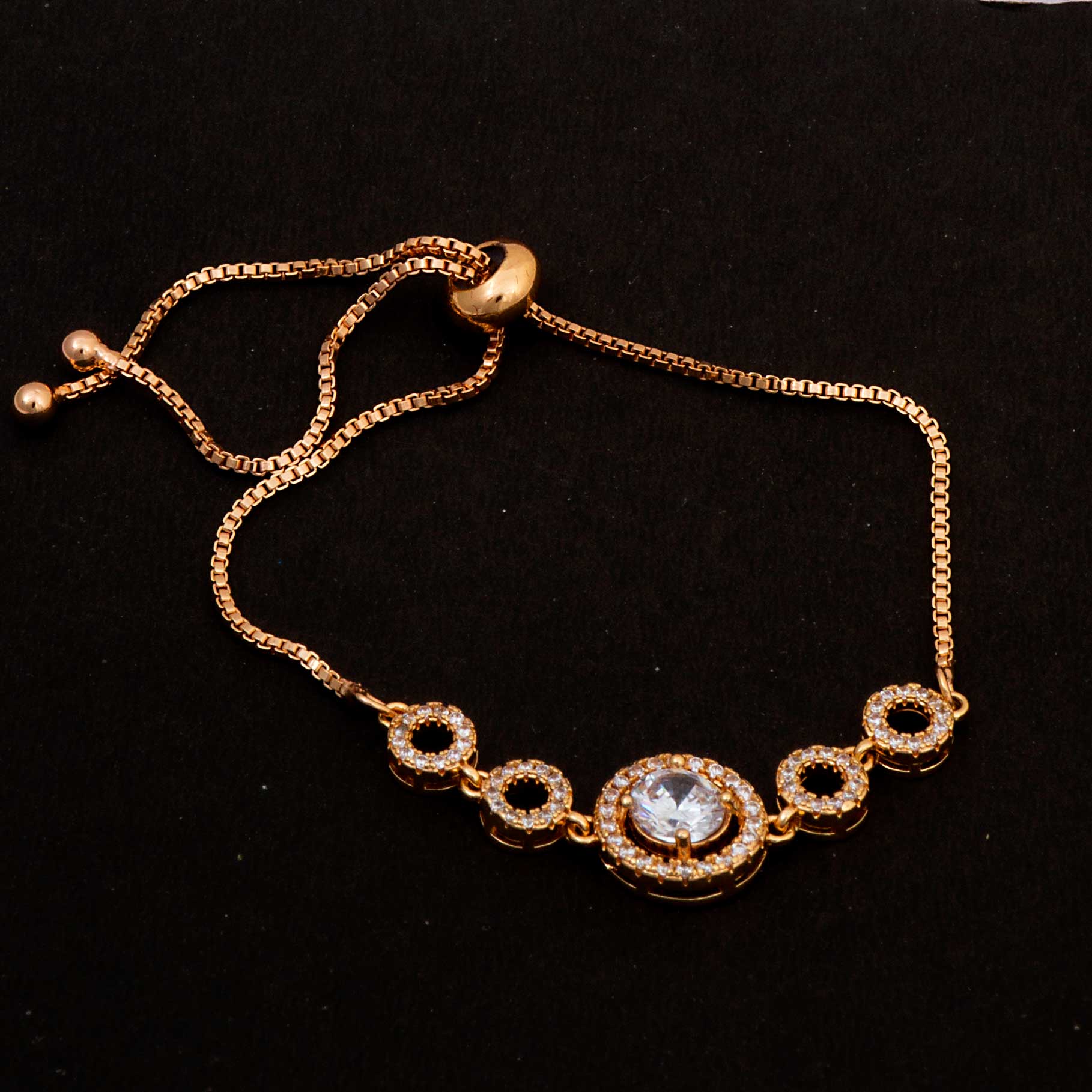 Rose Gold  American Diamond  Round Shape Bracelet