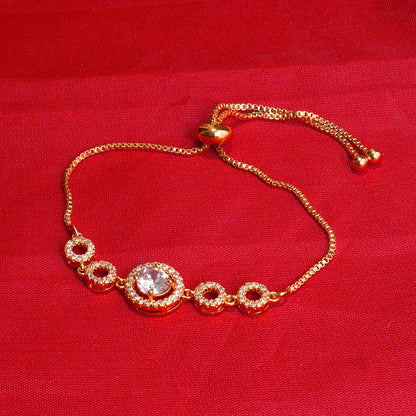 Rose Gold  American Diamond  Round Shape Bracelet