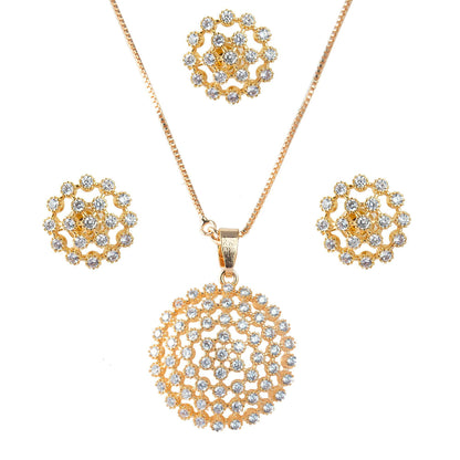 Dazzling design Rose Gold plating Combo set studdedwith white stones