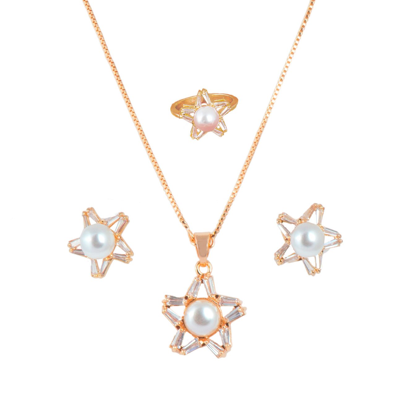 Star shape Rose Gold plating Combo set studded with CZ