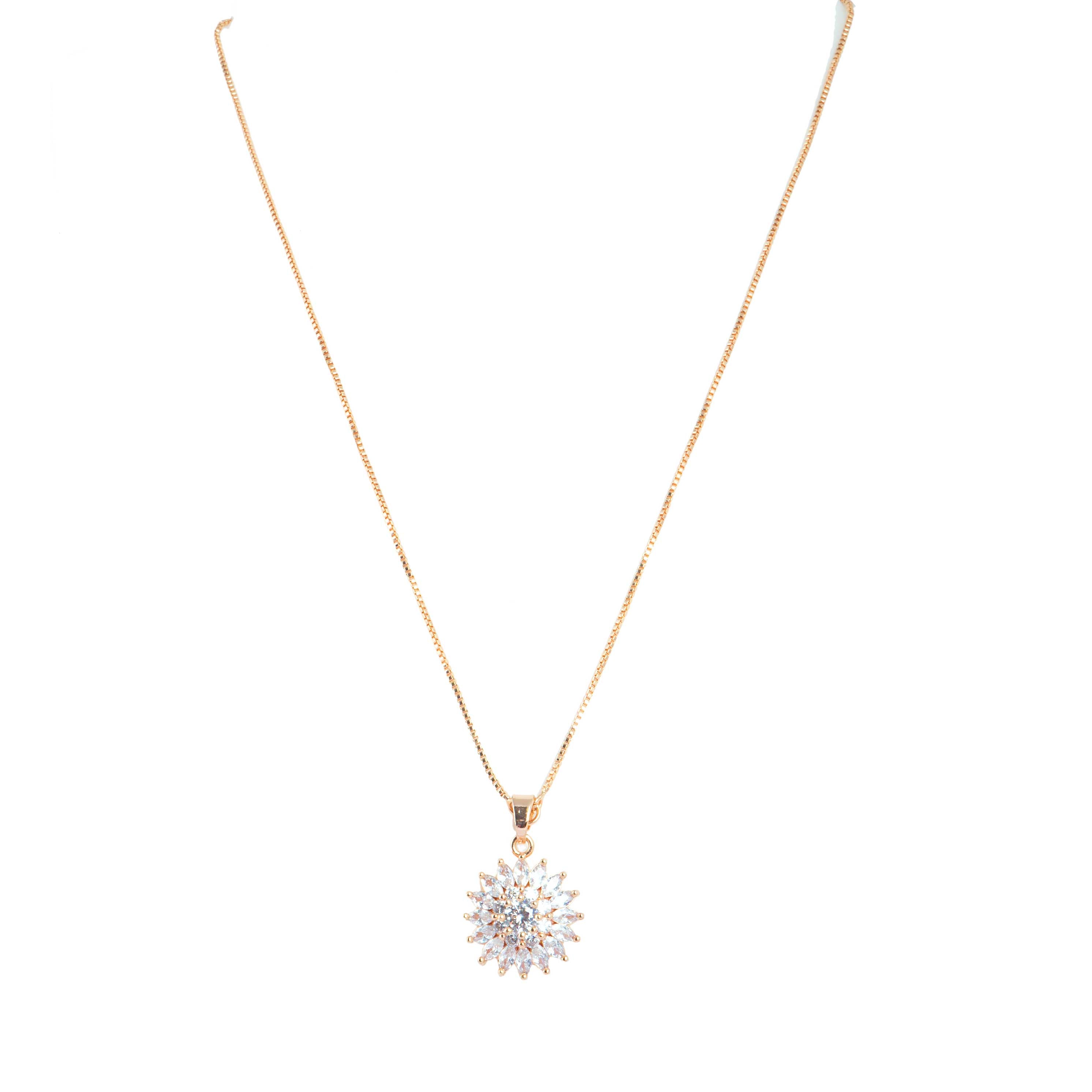Sunflower shape Rose Gold plated Combo set studded with CZ