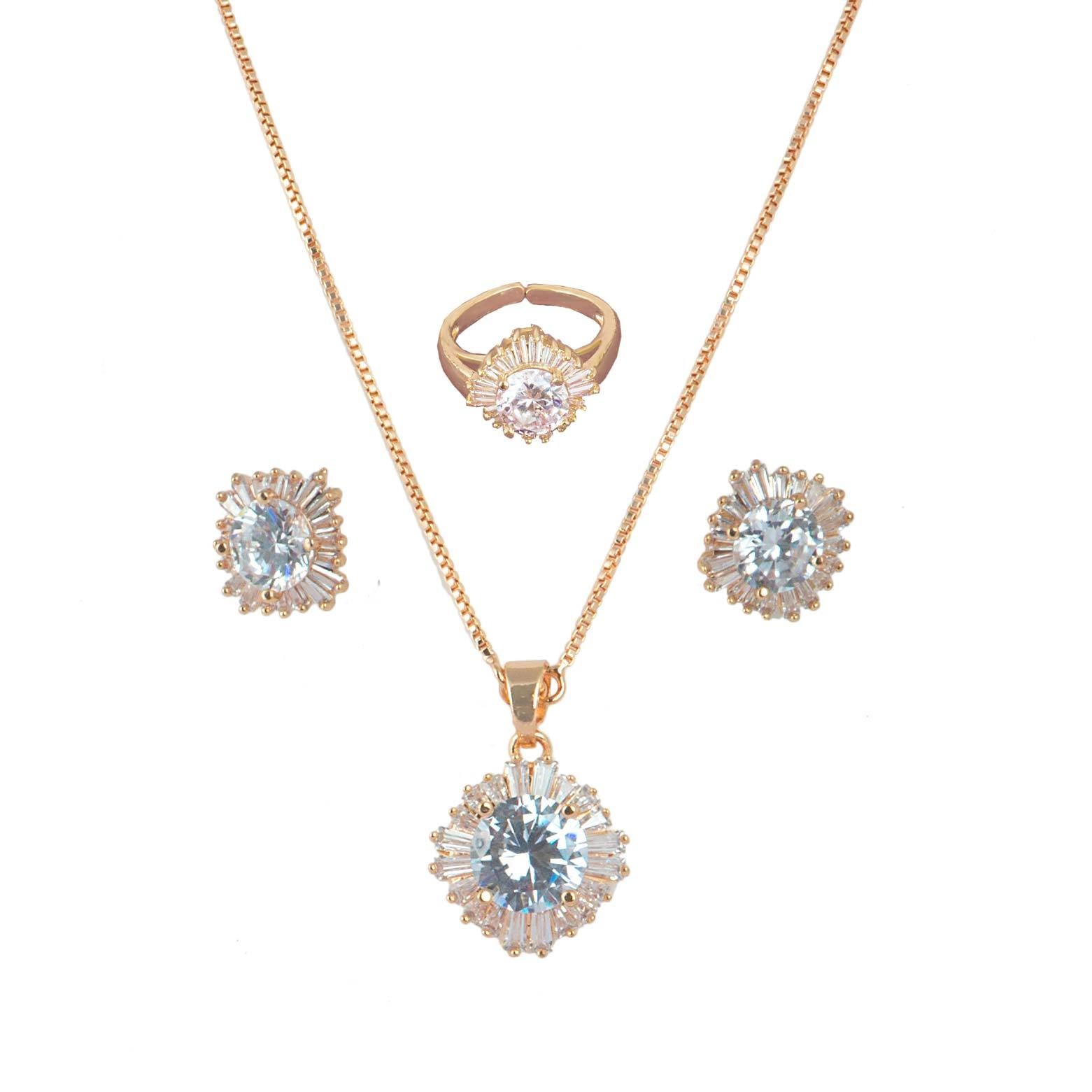 Charming CZ studded Rose Gold Plated Combo set
