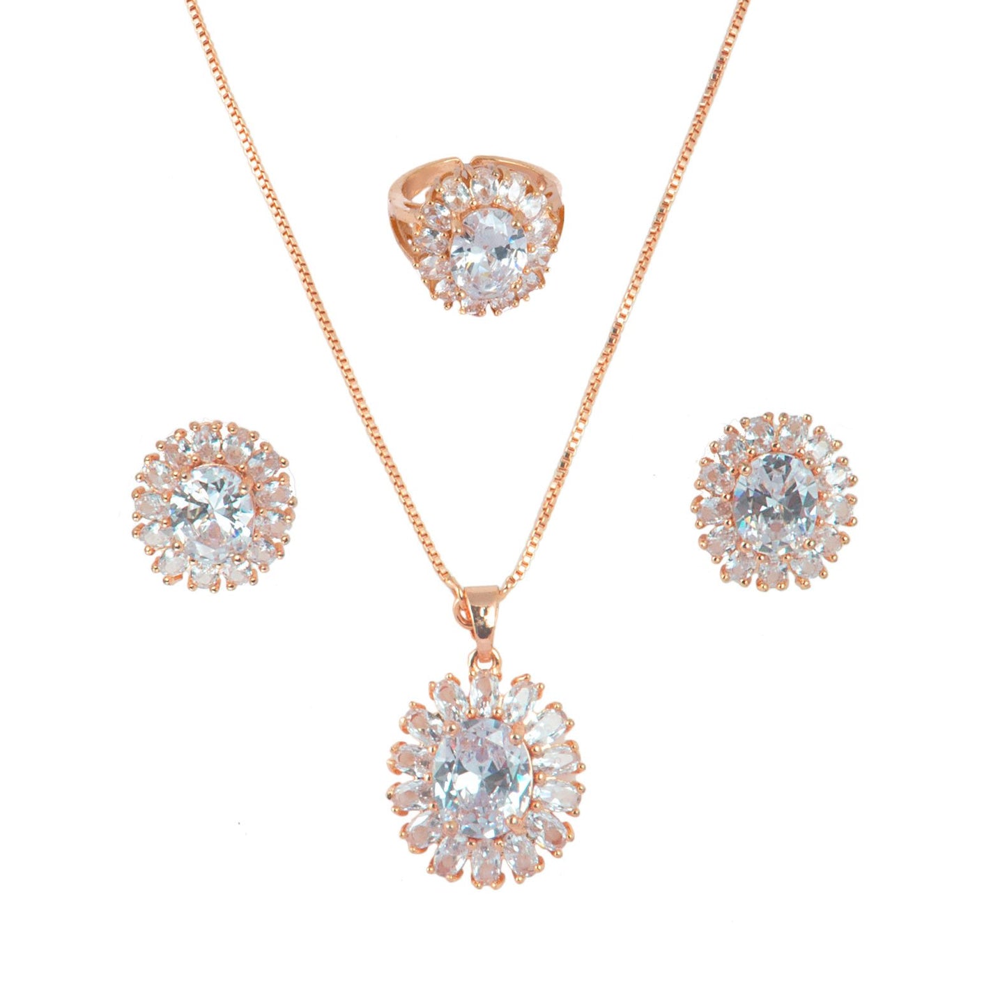 Lavish Rose Gold Plating Combo set studded with CZ