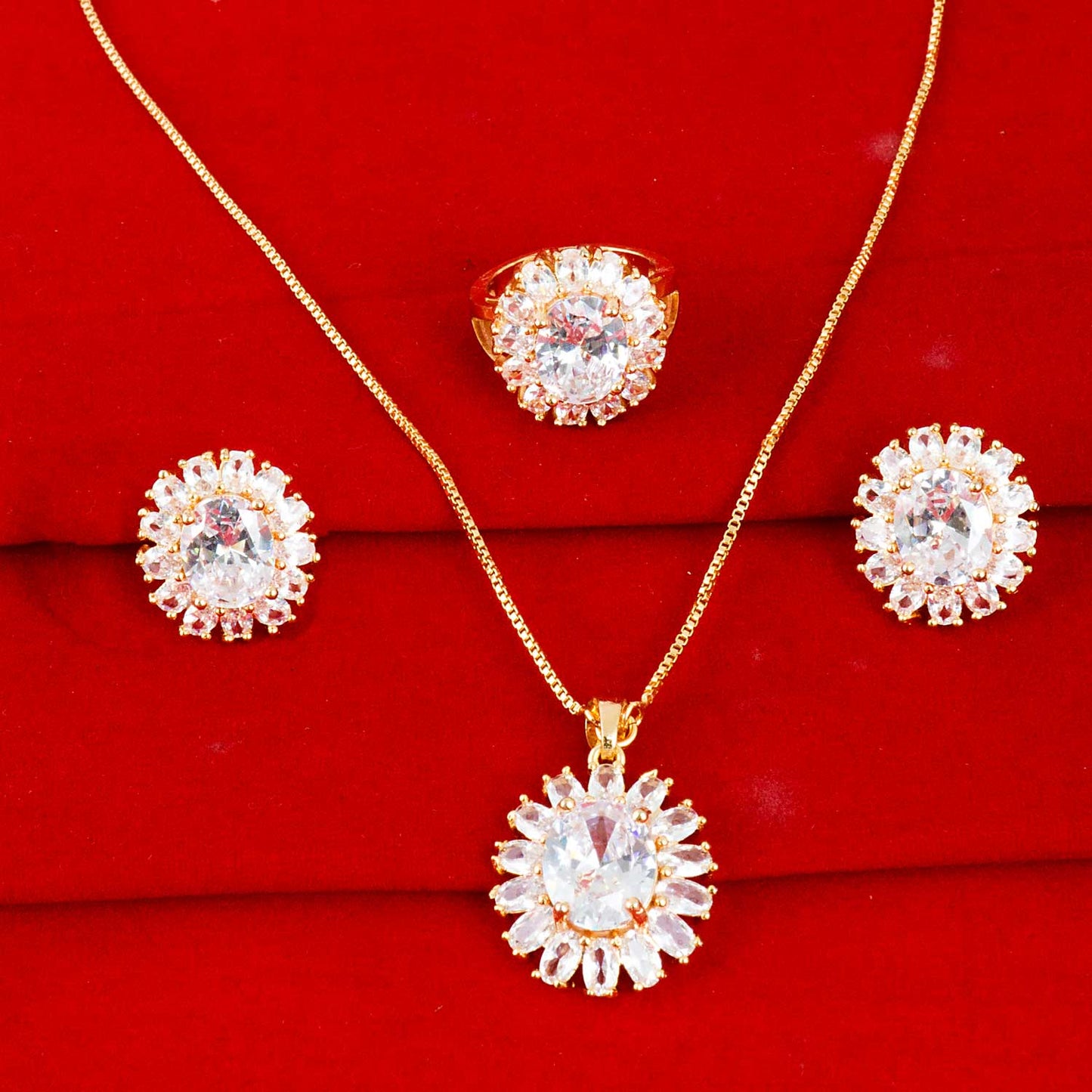 Lavish Rose Gold Plating Combo set studded with CZ