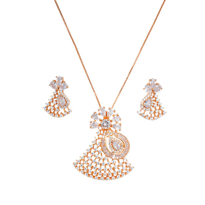 Rose Gold Neckpiece Enamelled with American Diamond and CZ Diamonds