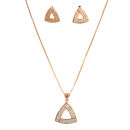 Rose Gold American Diamond Fashionable Triangle Shape  Neckpiece