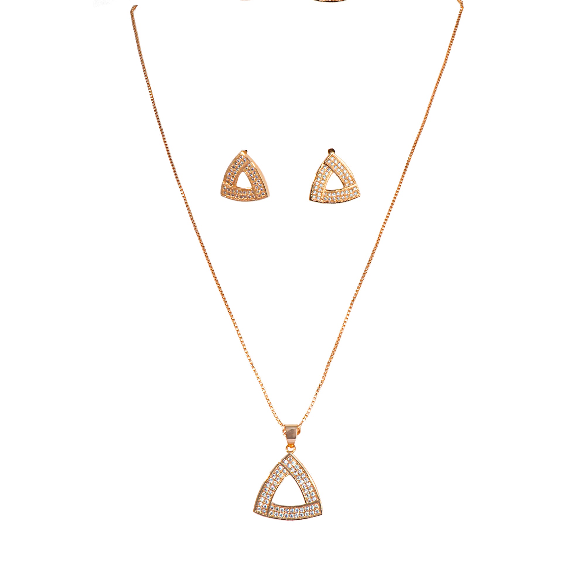 Rose Gold American Diamond Fashionable Triangle Shape  Neckpiece