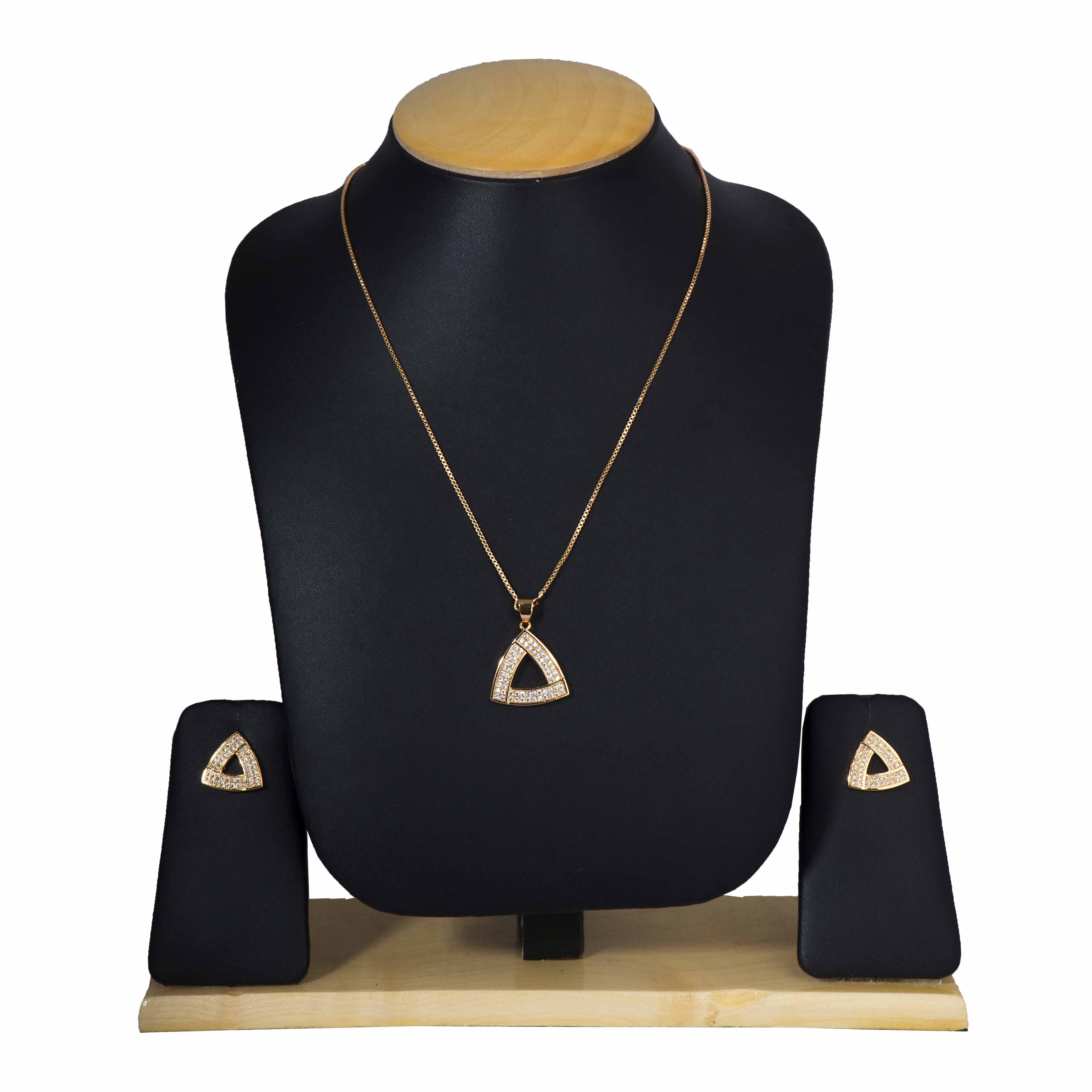 Rose Gold American Diamond Fashionable Triangle Shape  Neckpiece