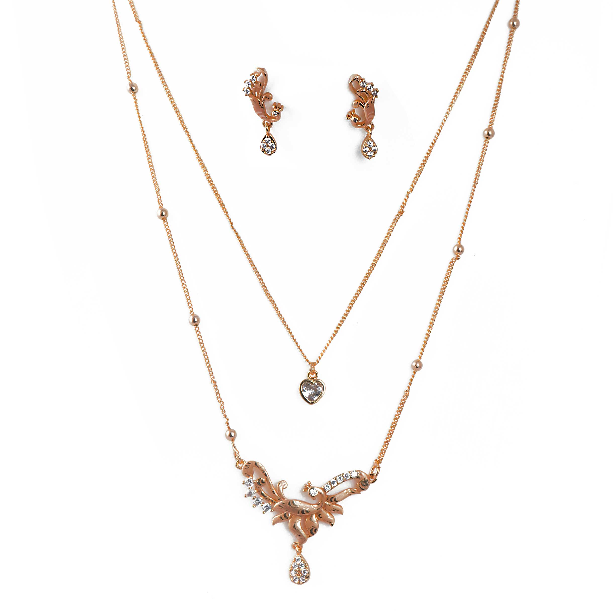 Rose Gold-Toned Two-Layered Chain Necklace