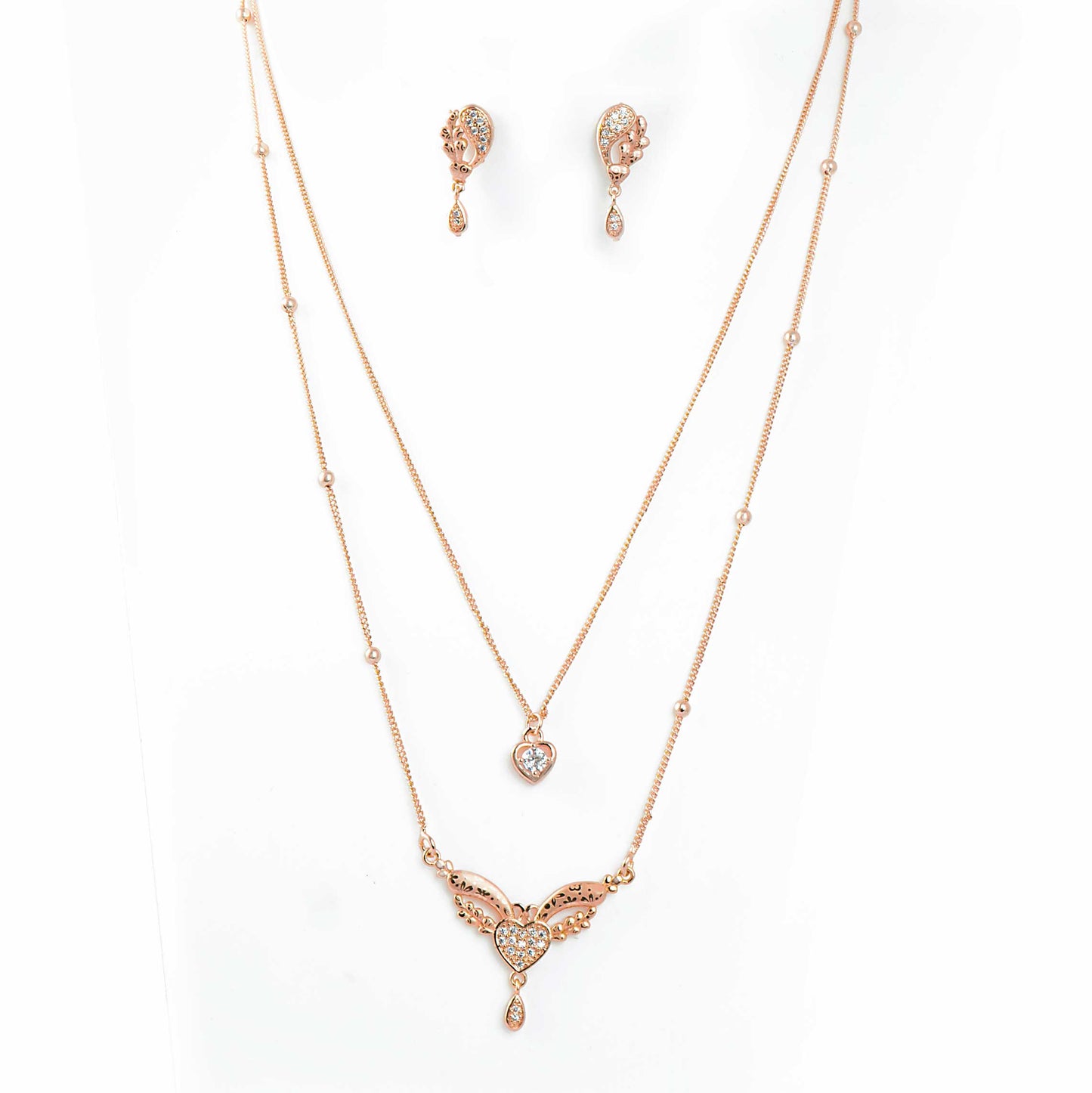 Rose Gold-Toned Two-Layered Chain Necklace