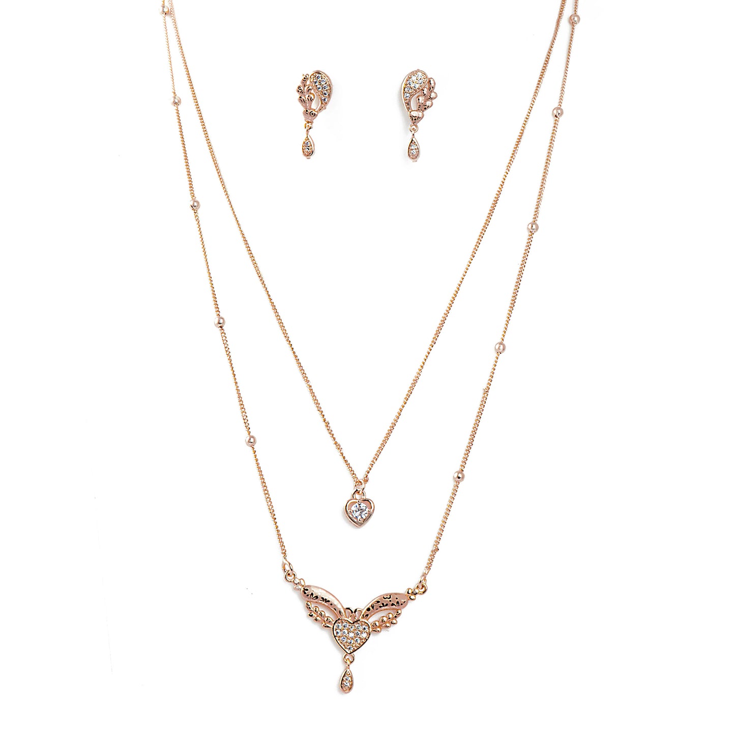 Rose Gold-Toned Two-Layered Chain Necklace