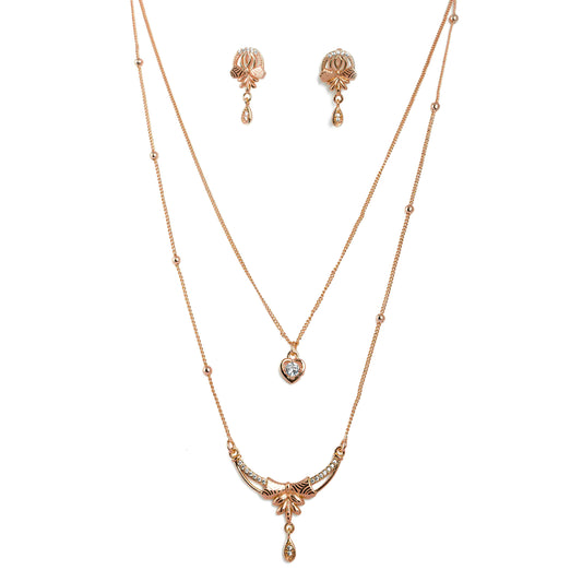 Rose Gold-Toned Two-Layered Chain Necklace