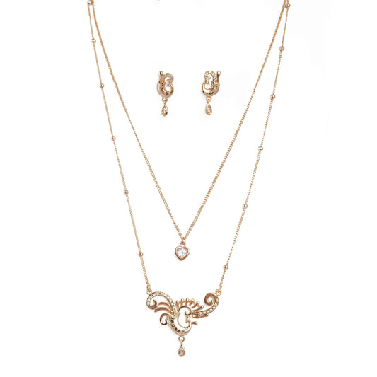 Rose Gold-Toned Two-Layered Chain Necklace