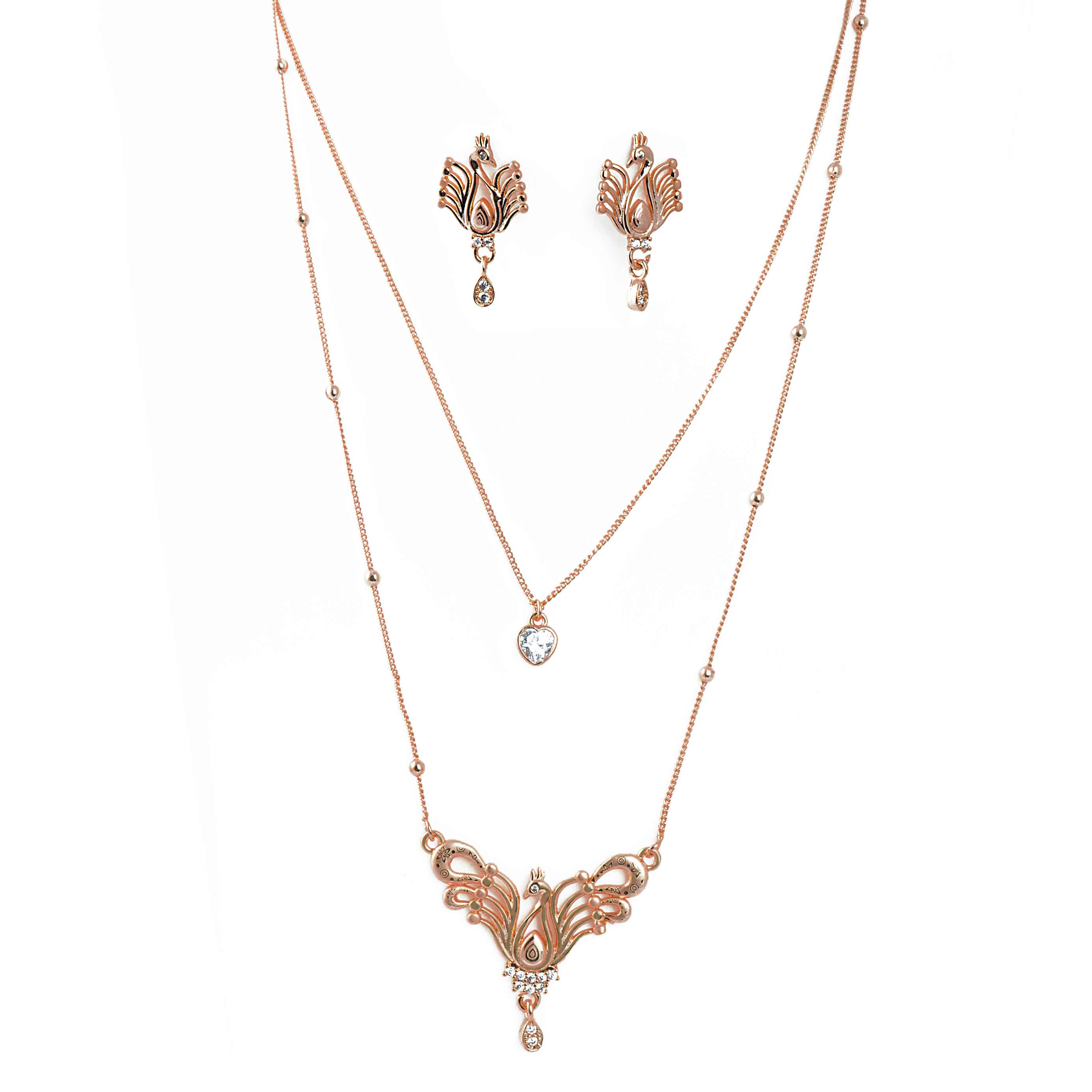 Rose Gold-Toned Two-Layered Chain Necklace