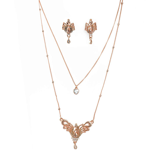 Rose Gold-Toned Two-Layered Chain Necklace