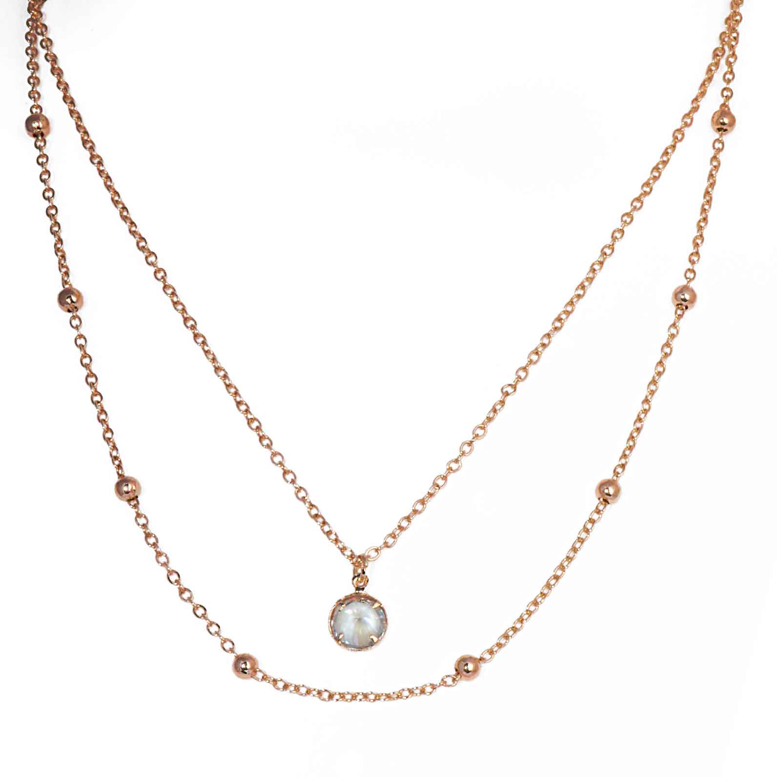 Rose Gold-Toned Two-Layered Chain Necklace