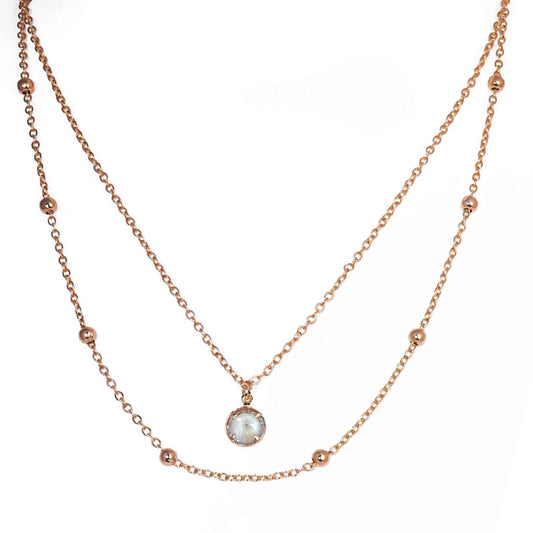 Rose Gold-Toned Two-Layered Chain Necklace