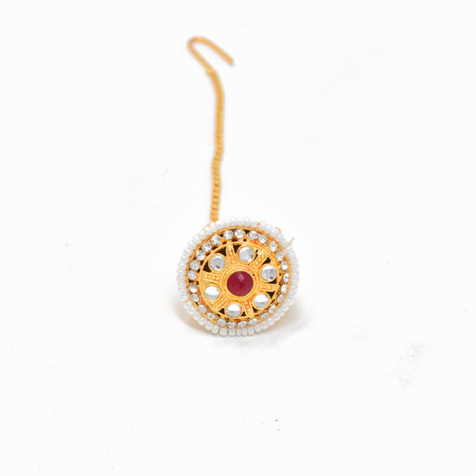 Rajputi Borla Mangtikka studded with Pearl Stone for women