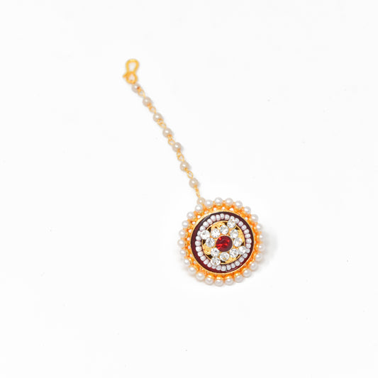 Rajputi Borla Mangtikka studded with Pearl Stone for women