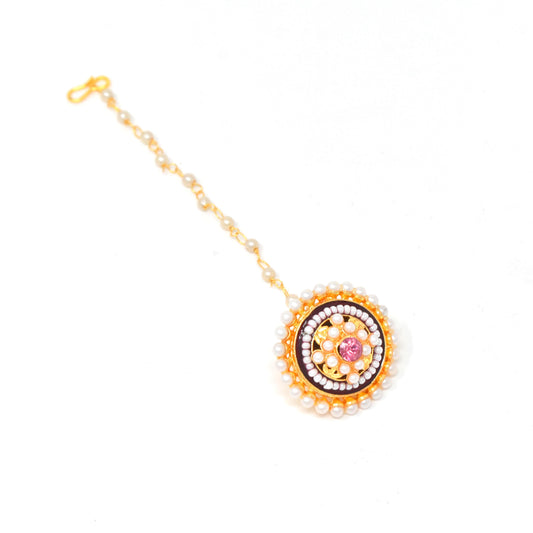 Rajputi Borla Mangtikka studded with Pearl Stone for women