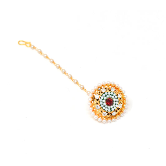 Rajputi Borla Mangtikka studded with Pearl Stone for women