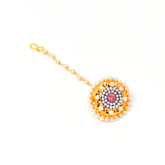 Rajputi Borla Mangtikka studded with Pearl Stone for women