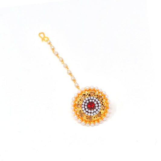 Rajputi Borla Mangtikka studded with Pearl Stone for women