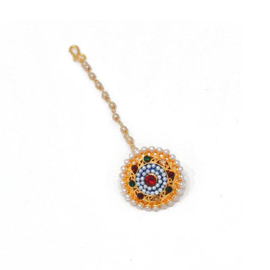 Rajputi Borla Mangtikka studded with Pearl Stone for women