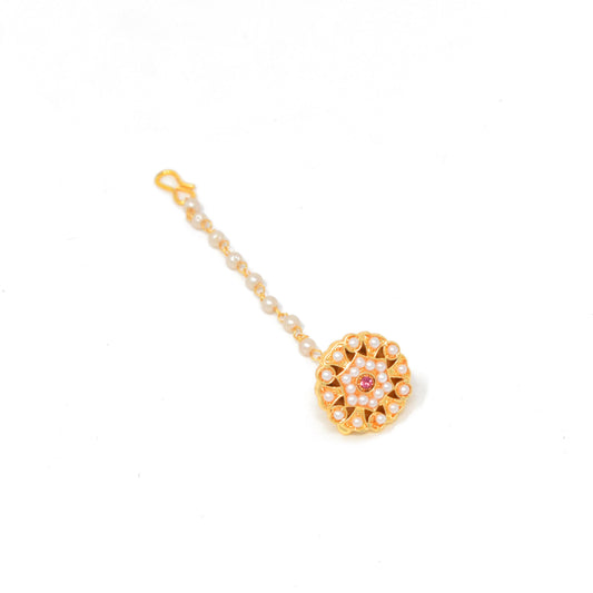 Rajputi Borla Mangtikka studded with Pearl Stone for women