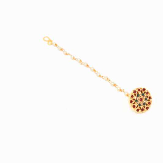 Rajputi Borla Mangtikka studded with Pearl Stone for women